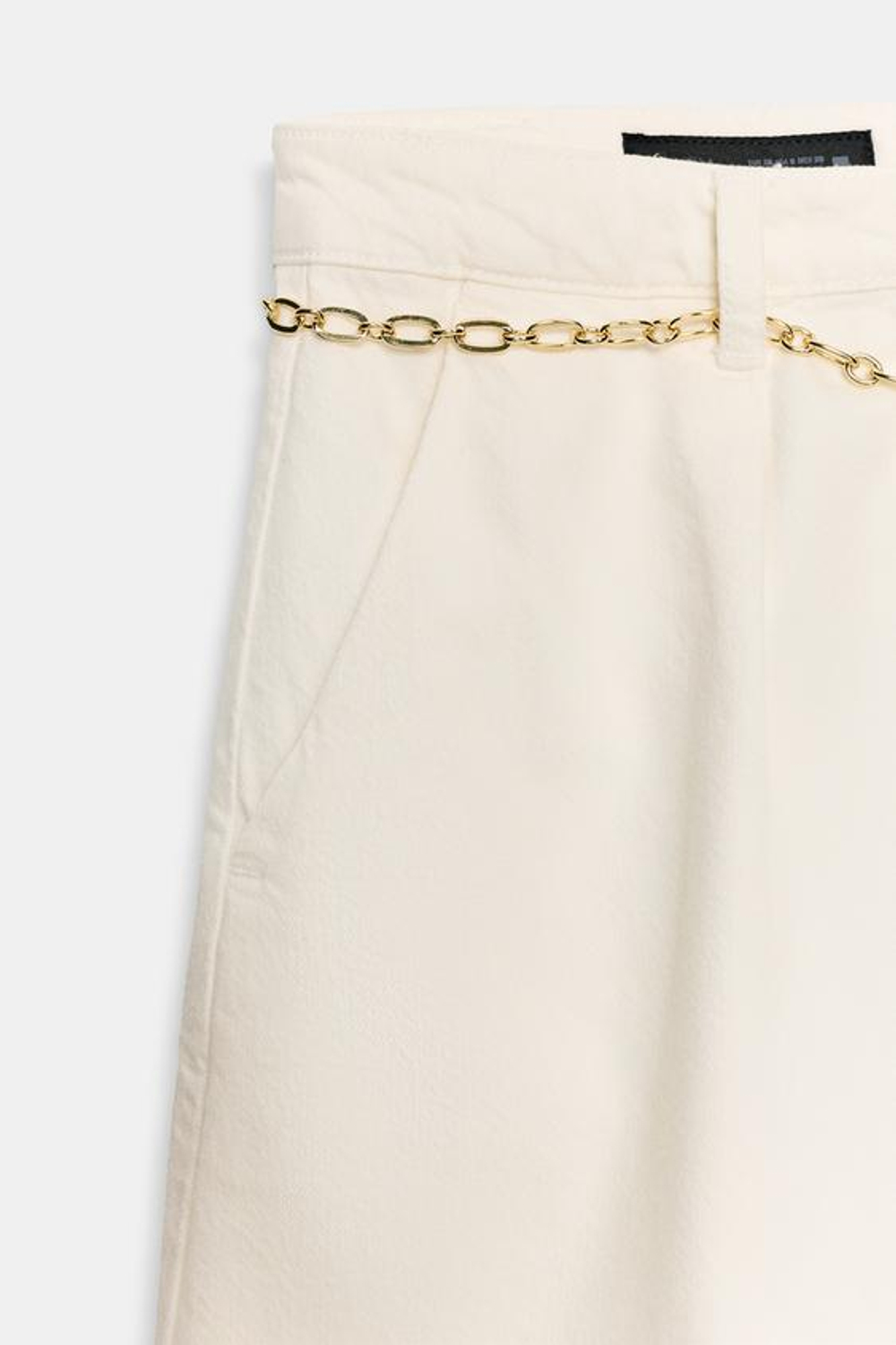 ZARA ДЖИНСОВЫЕ ШОРТЫ Z1975 С ПОЯСОМ-ЦЕПОЧКОЙ, БЕЛЫЙ