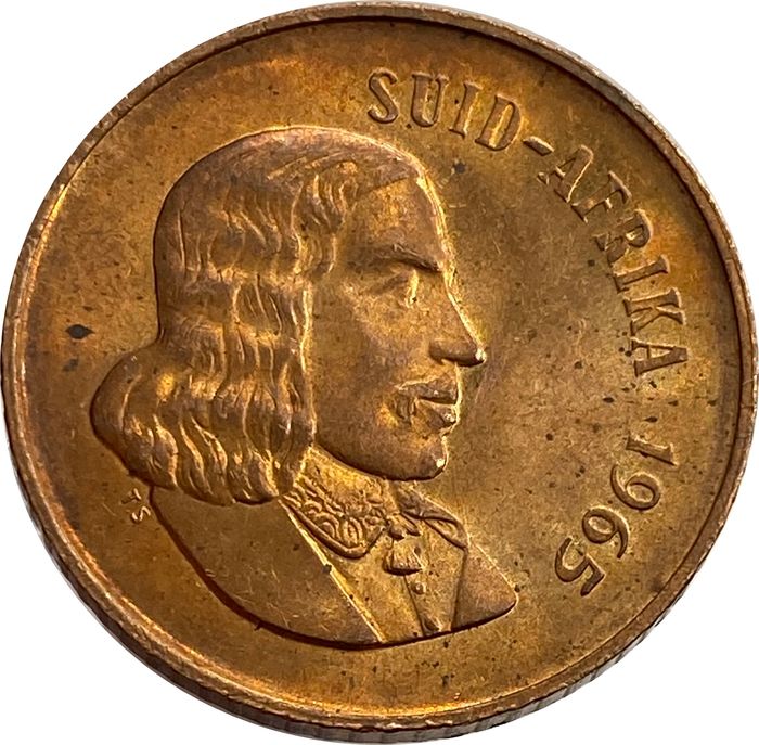 2 цента 1965 ЮАР (Надпись на языке африкаанс - "SUID-AFRIKA")