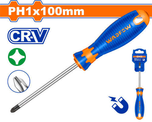 Oтвертка крестовая PH1х100мм (12/240) WADFOW WSD2214