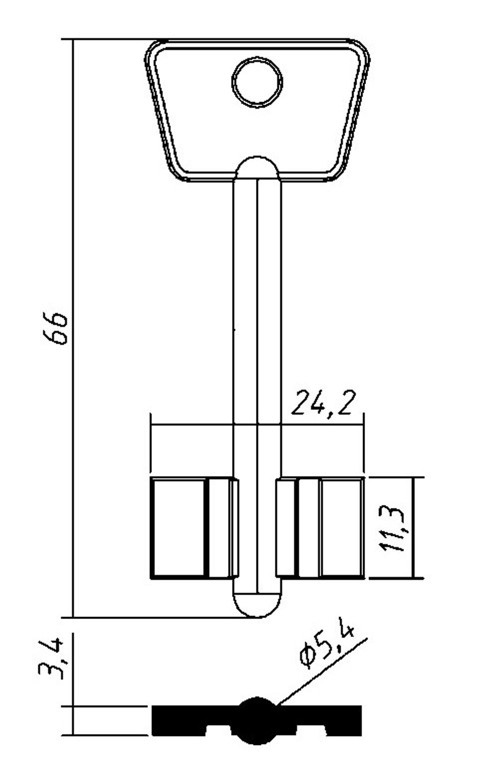Сувальдный ключ LF2D TУЛА-12– заготовка 15002