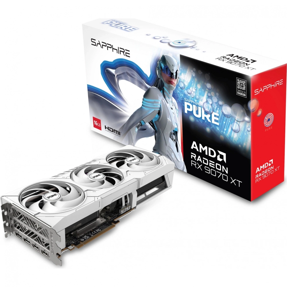 Видеокарта Sapphire AMD Radeon RX 9070 XT PURE GAMING OC 16GB GDDR6 DUAL HDMI DUAL DP