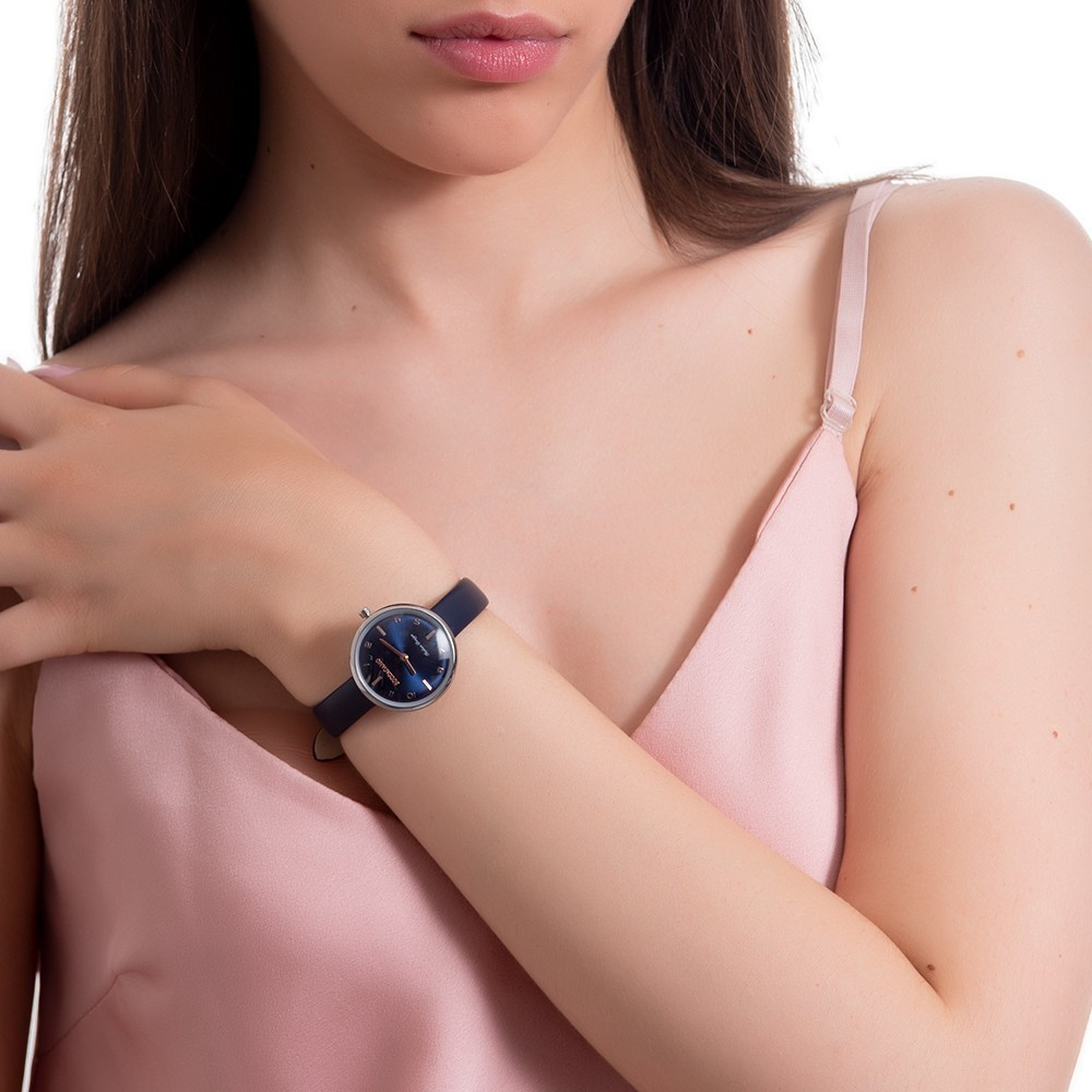 Часы Boccadamo PinUp Blue PU008 BL с кожаным ремешком, минеральным стеклом