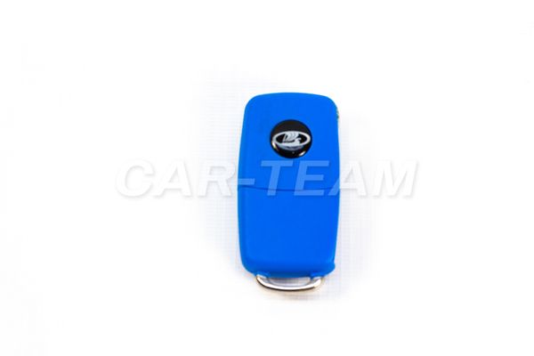 Ключ выкидной в стиле Volkswagen с платой (голубой) на Лада Приора, Калина, Гранта