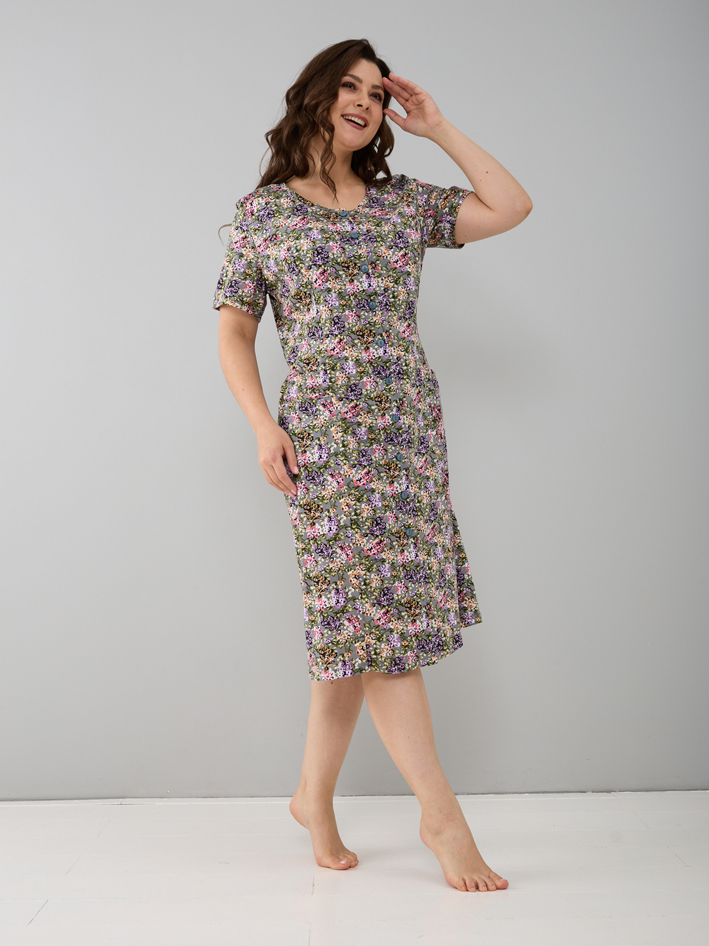 Халат Х-058/оливковый-гортензия