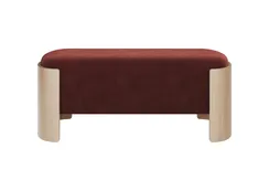 Банкетка Lagom 100 см (бордовый FiberGuard, натуральный дуб)