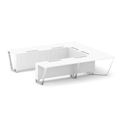 Steel Meet Стол переговорный П-образный MDK-PR.B.SP-11P Белый Бриллиант/Нержавеющая Сталь/Хром 3200*