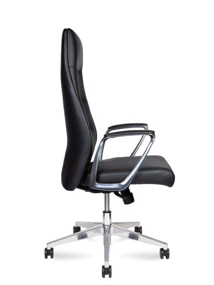 Кресло офисное Норден / Нанси / Nancy  / алюминиевая  база / черная экокожа
