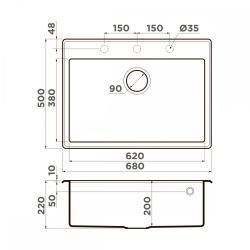 Кухонная мойка Omoikiri Tedori 68-BL