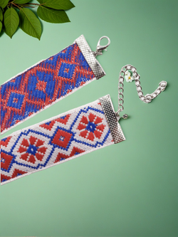 Чокер в славянском стиле красно-синий 2,5 см