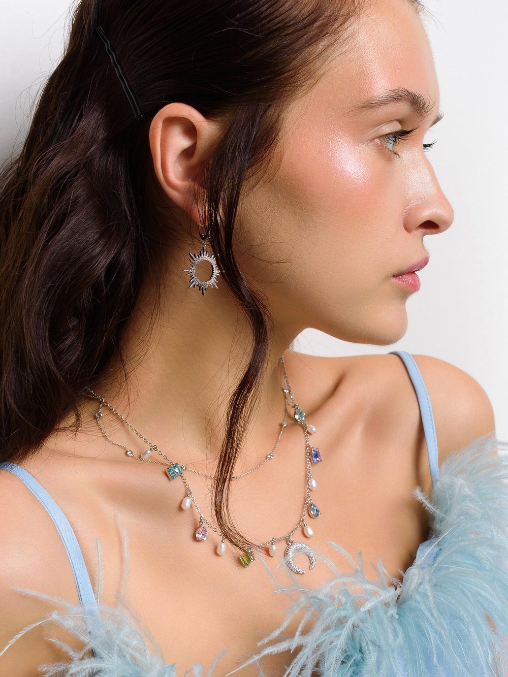 Колье "Rainbow Moon Cascade" Silver