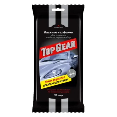 Салфетки влажные Top Gear для стекол, зеркал, фар 30шт