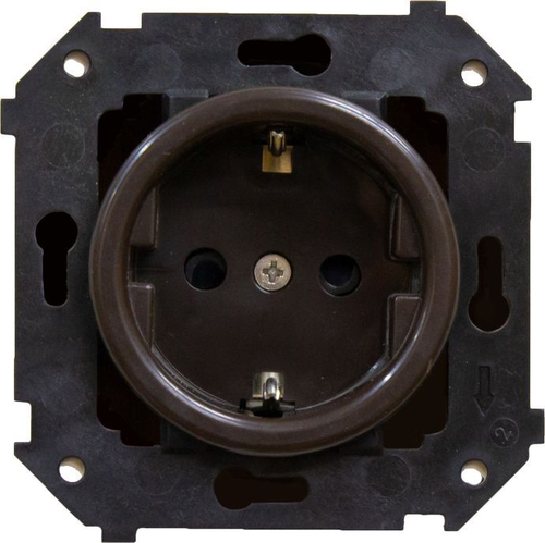 Розетка с З.К. (скрытый монтаж), Коричневый B3-101-22