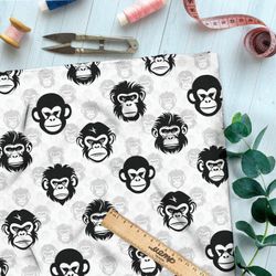 Ткань премиум шелк искусственный Армани мрачные обезьяны