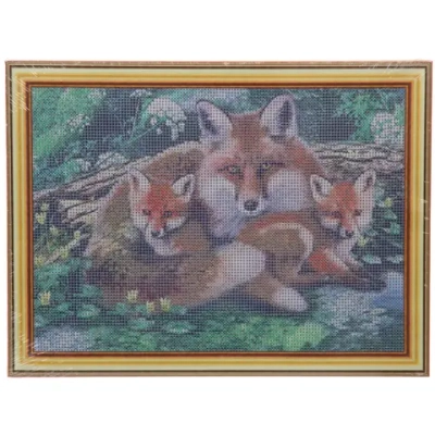 Алмазная мозаика на подрамнике с полным заполнением «МИР ЯРКИХ КРАСОК», лисички, 30*40см