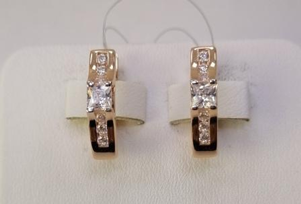 Серьги из золота с фианитами