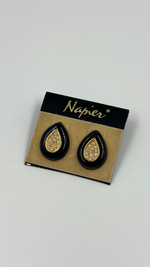 Серьги с чёрной эмалью и кристаллами Napier