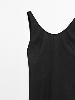 Massimo Dutti Платье миди с глубоким вырезом на спине, черный