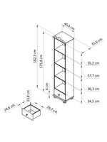 Стеллаж 40х32х182, Бритта, деревянный, с ящиком для вещей и полками, массив сосны, зеленый эвкалипт, Dipriz