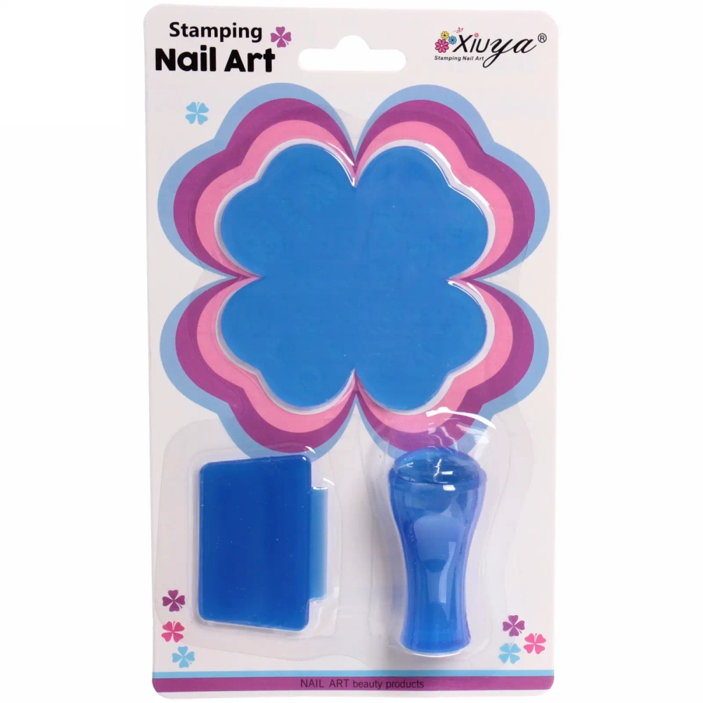 Набор для дизайна ногтей - стемпинг «VivA Manicur», пластина цветок, микс 4 цвета, 19*11см