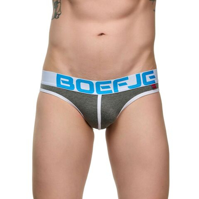 Темно-серые мужские трусы-слипы с провокационной надписью на задней части (Размер: S) (Цвет: темно-серый)