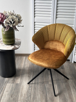 Стул М-City DISAUR Астра (Astra) поворотный на поворотный на 360 градусов, Желтый Sonic 68 ткань, 7525-132 Велюр, Черный каркас