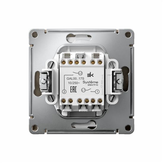 Выключатель кнопочный 2-кл. ArtGallery 10AX быстрозажим. клем. механизм шампань SE GAL000517S