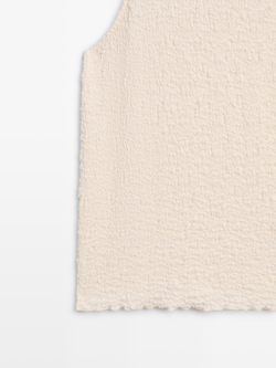 Massimo Dutti Топ с горловиной халтер из ткани с рельефным узором, натуральный/кремовый