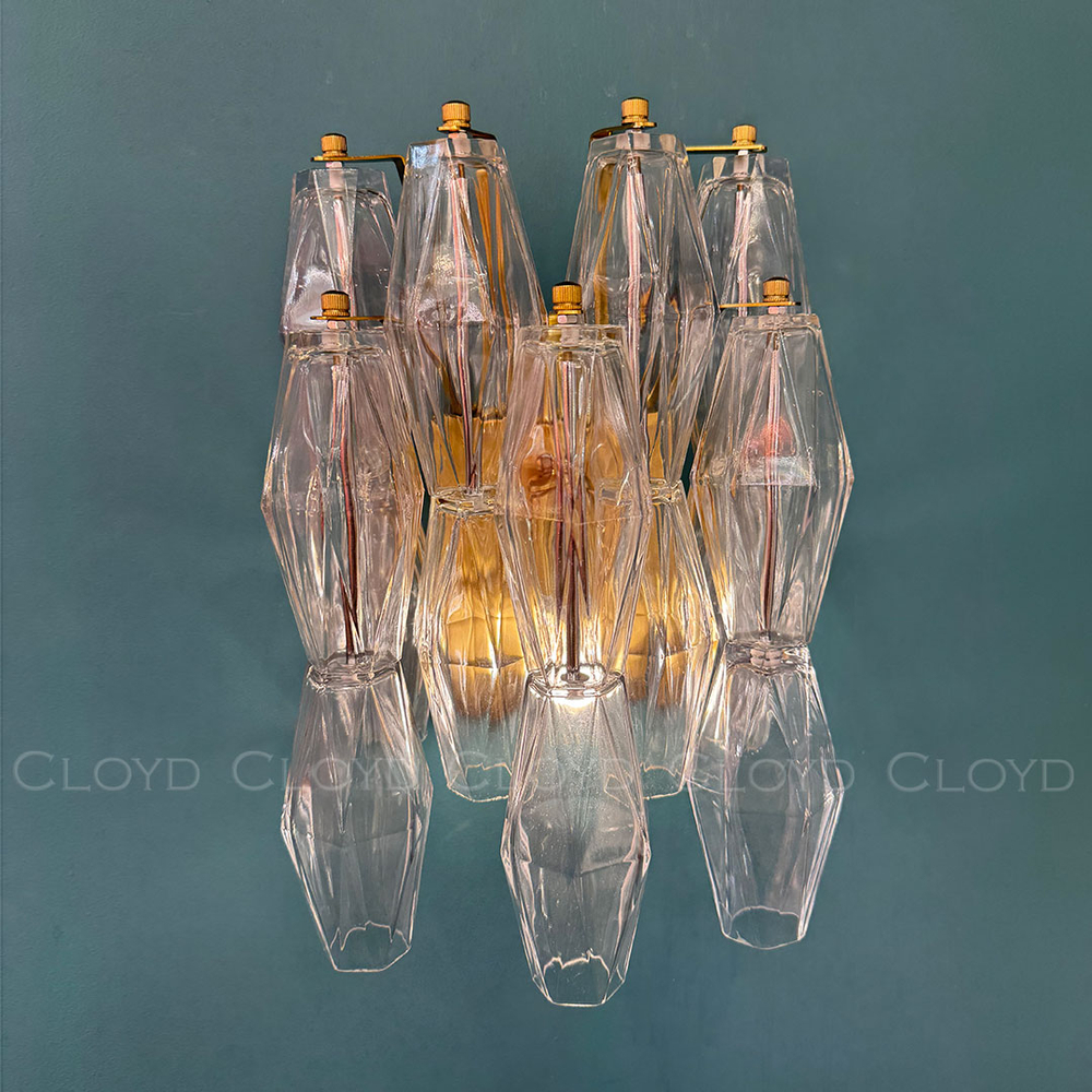 Бра Cloyd CALCUTTA W1 / выс. 37 см - латунь - прозрачн.стекло (арт.20485)