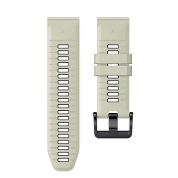 Ремешок двухцветный QuickFit 26 мм для Garmin Fenix 7x/6x/5x/5x plus/3, Descent, Tactix, Enduro, D2, Instinct 2X силиконовый (Светло-бежевый/болотный)