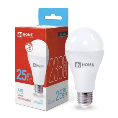 Лампа светодиодная LED-A65-VC 25Вт 230В Е27 6500К ХОЛОДНЫЙ 2380Лм IN HOME