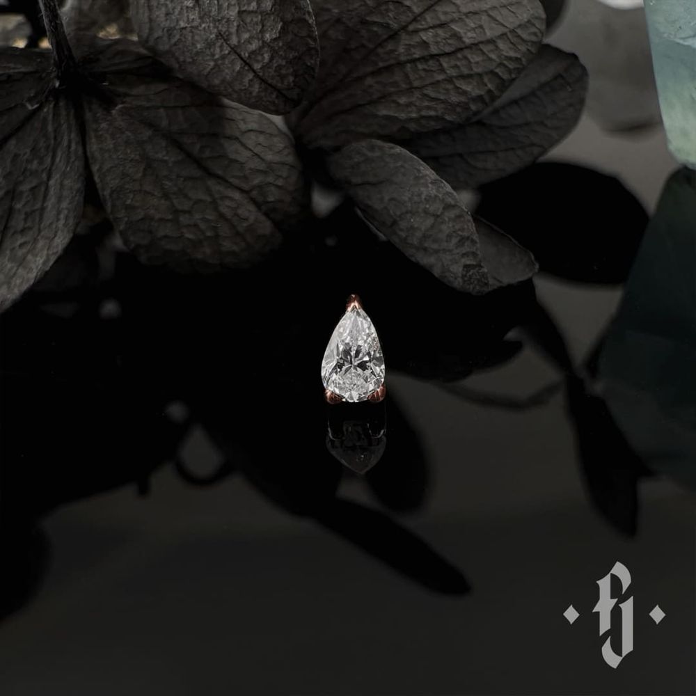 Накрутка "Drop" - Розовое золото - White CZ