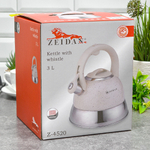Чайник 3л нерж со свистком, индукция, ручка soft-touch, Z-4520