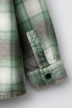 ZARA КУРТКА-РУБАШКА В КЛЕТКУ, ЗЕЛЕНЫЙ