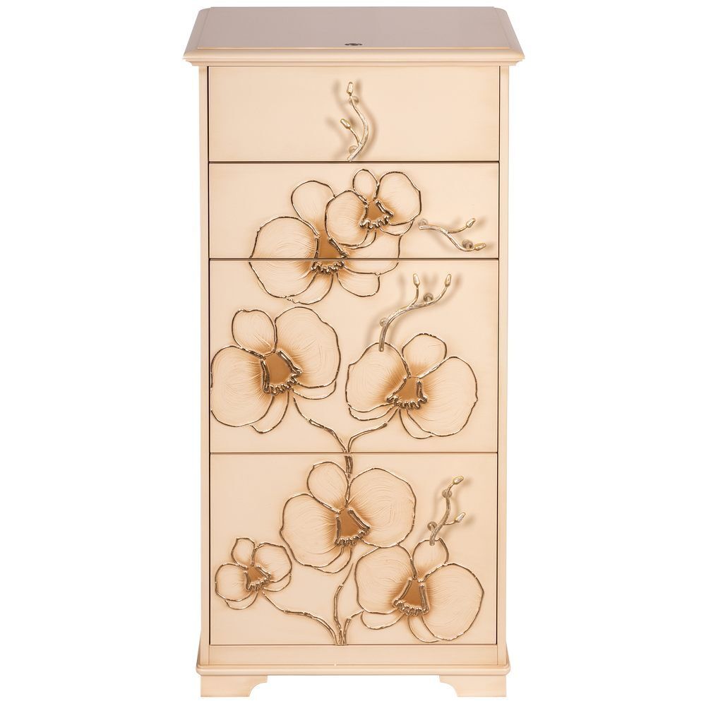 Комод Орхидея Симпл с 4 ящиками Айвори Мраморное золото