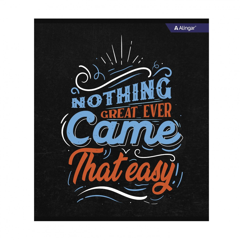 Тетрадь 36л., А5, клетка, Alingar "Never give up", скрепка, мелованный картон (стандарт) , блок офсет, 4 дизайна в пленке т/у