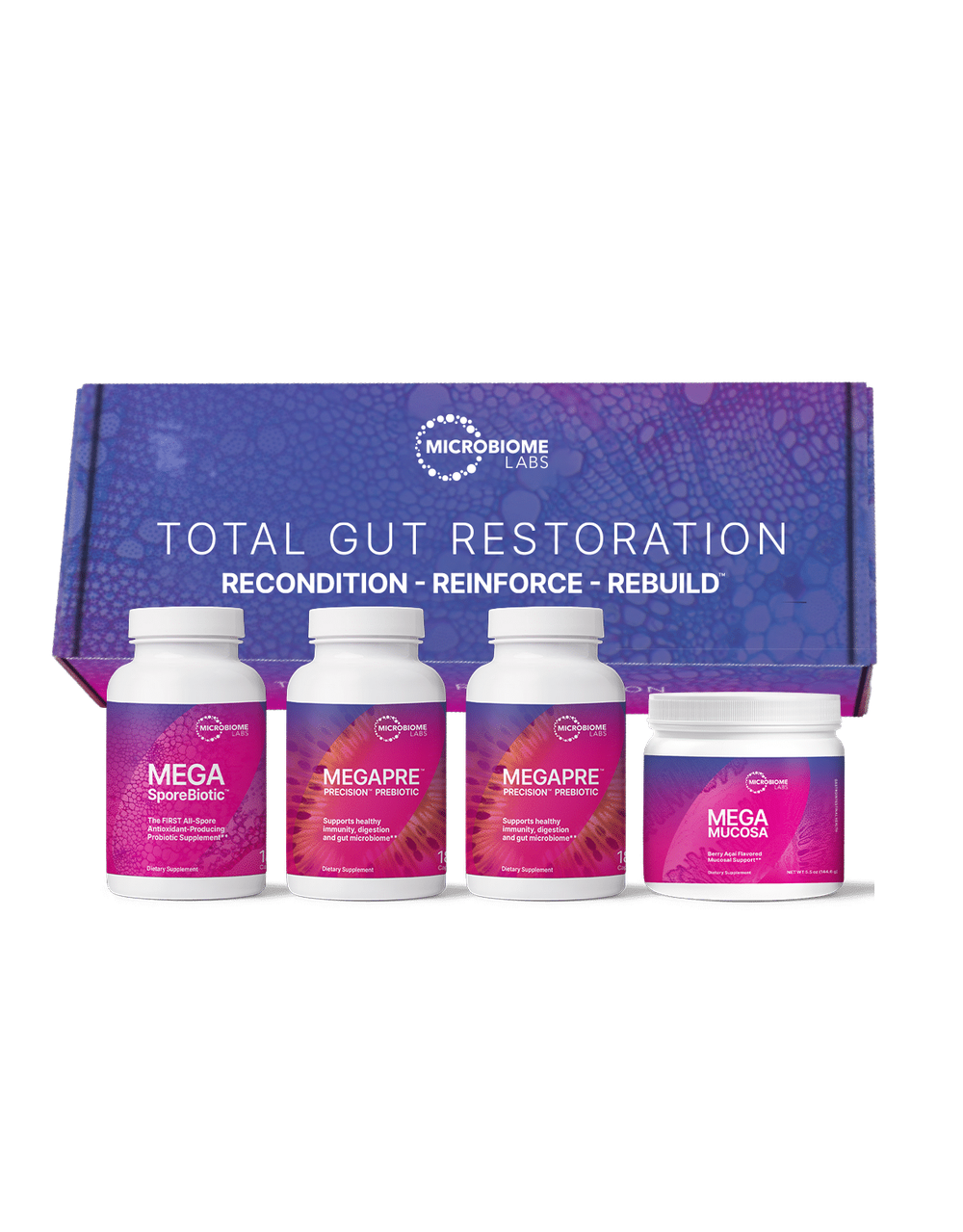 MicrobiomeLabs - Total Gut Restoration Kit 3 (MP Caps MM Powder)