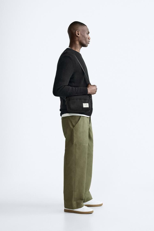 ZARA СУМКА ИЗ ТКАНИ, ЧЕРНЫЙ