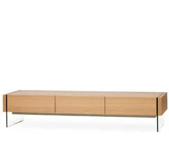ТВ-тумба Somerset 188х38 см, шпон дуба, стеклянные ножки