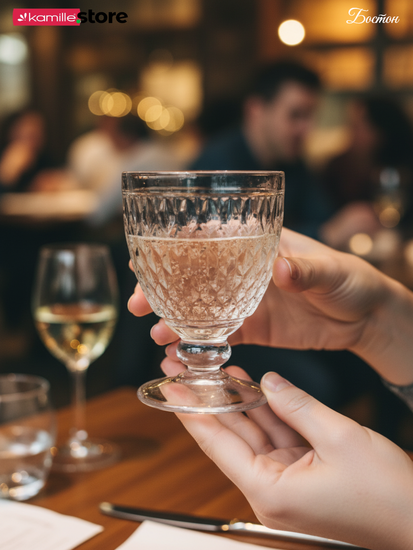 Набор бокалов 6 шт. 325 мл. на ножке, стеклянные с огранкой