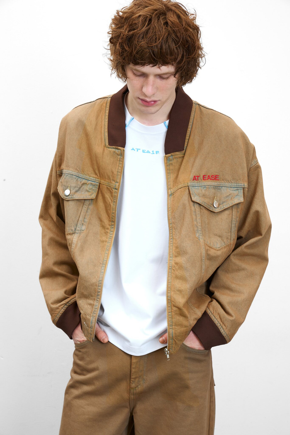Бомбер DENIM JACKET бежевый
