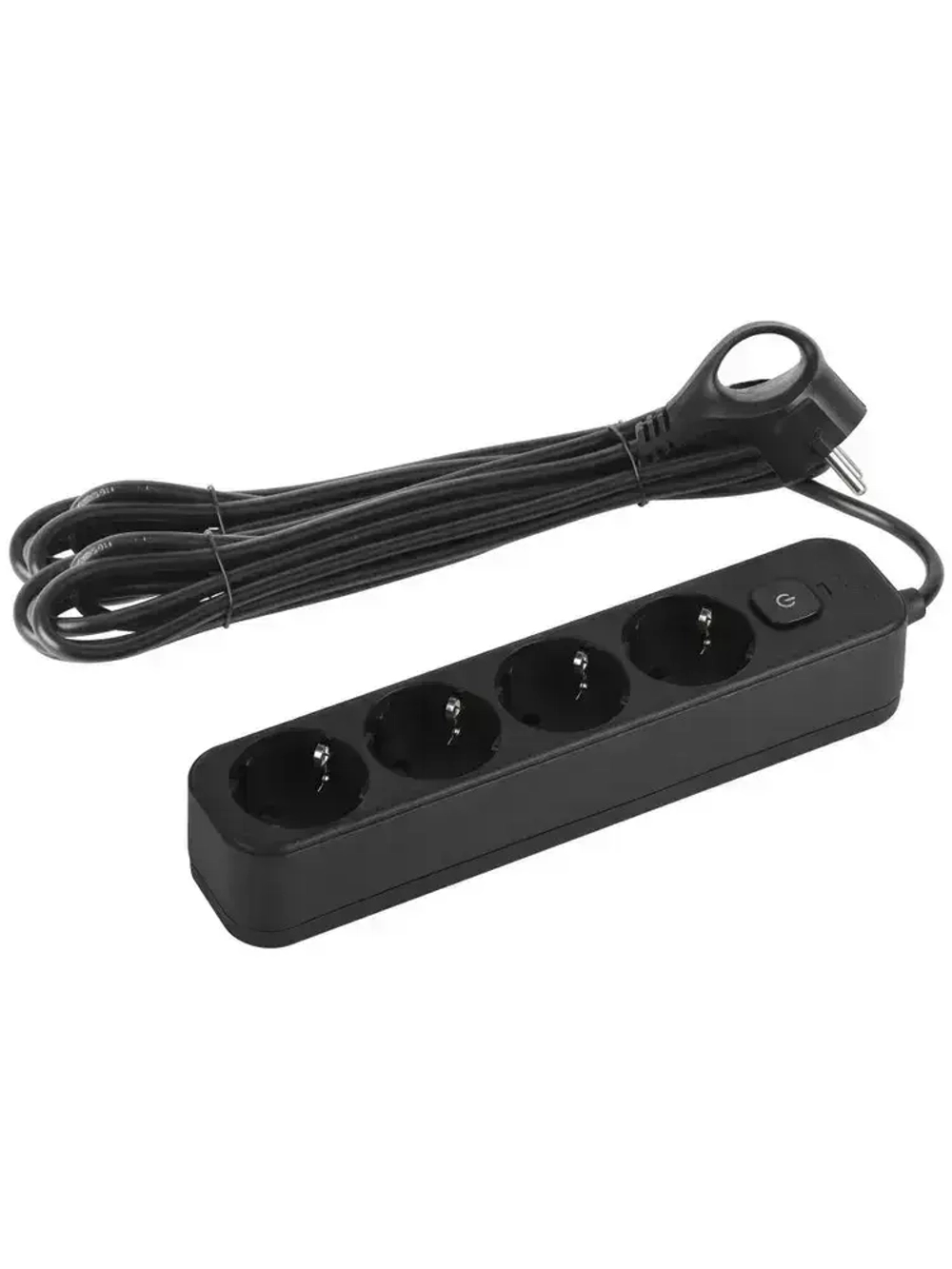 Сетевой фильтр Intro SFE450-B с базовой защитой с заземлением с выключателем 4 розетки 5м 10А черный / удлинитель сетевой 5м