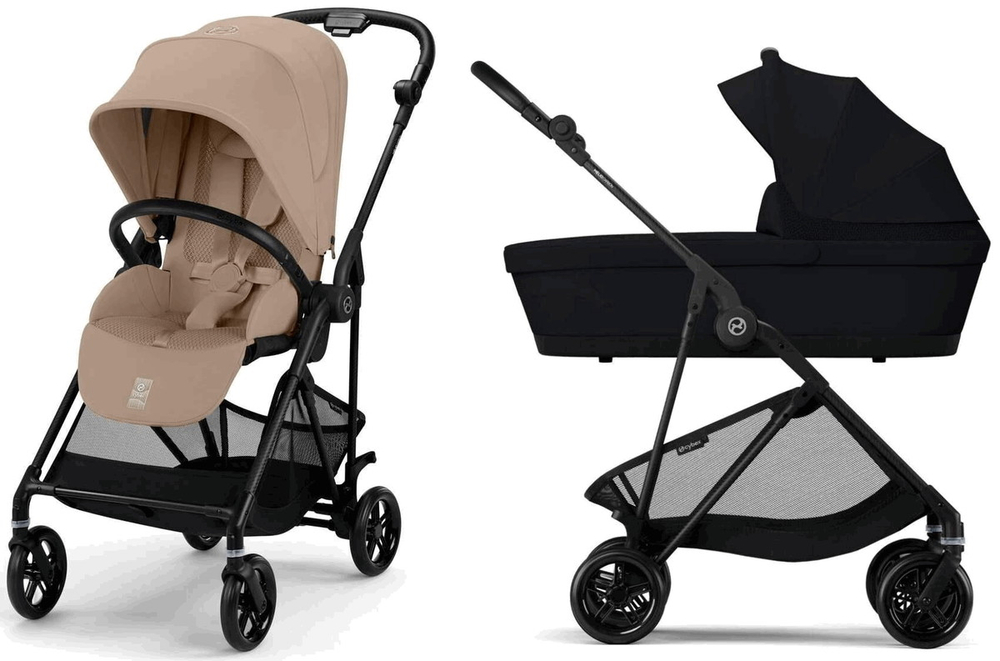 Коляска Cybex Melio Carbon 2 в 1 Almond Beige/Magic Black с дождевиками