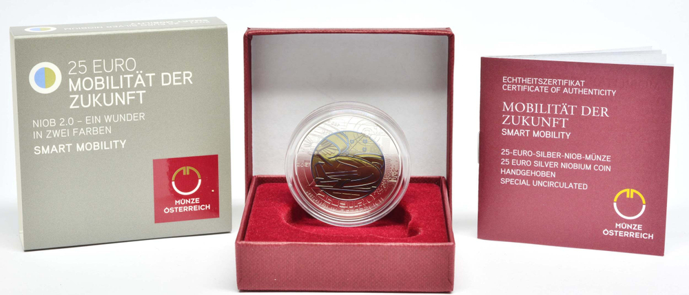АВСТРИЯ, 2021, 25 ЕВРО [БИМЕТАЛЛ: СЕРЕБРО + НИОБИЙ]