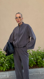 Костюм с бомбером из трикотажа ойшо