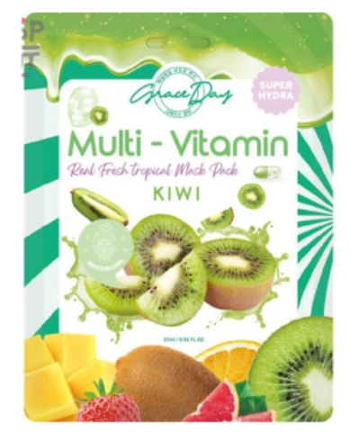 GRACE DAY ТКАНЕВАЯ МАСКА ДЛЯ ЛИЦА С ПОЛИВИТАМИНАМИ И ЭКСТРАКТОМ КИВИ MULTI-VITAMIN KIWI MASK PACK, 27 МЛ.