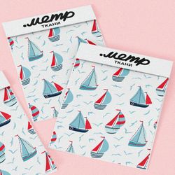 Ткань бифлекс парусные кораблики