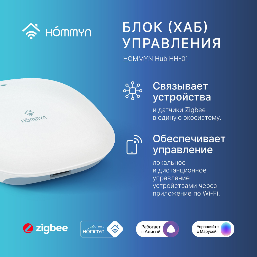 Комплект три умных реле (2 канала без нейтрали) и хаб HOMMYN RNN02HOMKIT09