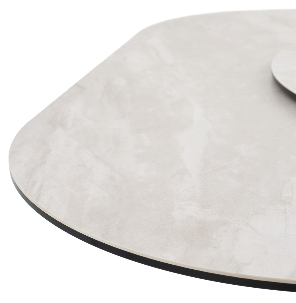 Стол RUBEN 132 TL-109 Серый мрамор, испанская керамика, стекло / Латте, ®DISAUR