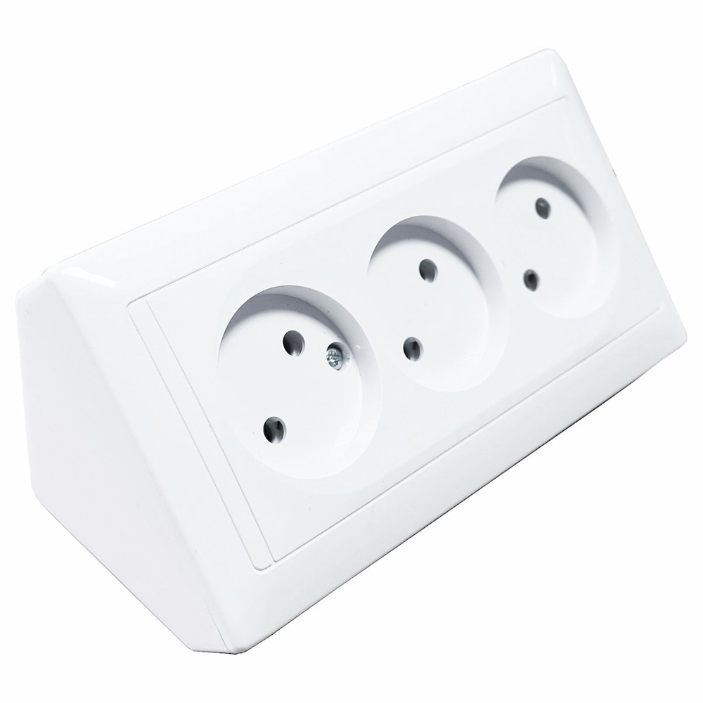 Розетка 3 местная Bylectrica СТИЛЬ БЛОК угловая 16А б/з белая IP20