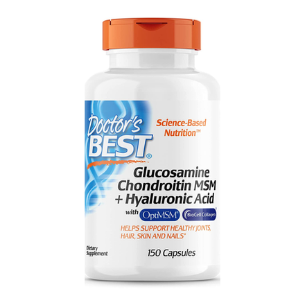 Doctor's Best, Глюкозамин, Хондроитин, МСМ + гиалуроновая кислота, Glucosamine, Chondroitin, MSM + Hyaluronic Acid, 150 капсул